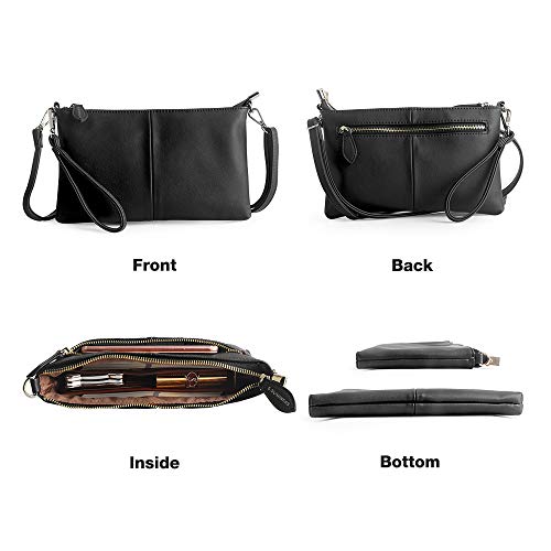 S SUNINESS Anti Theft Crossbody bags - Women Sling Purse Lightweight PU Leather Wallet Wristlet Bags with Adjustable, Chain and Wristlet Strap (Black)