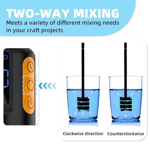 Electric Resin Mixer, Epoxy Resin Electric Stirrer with Mixer Stand, Timed Mixing for Epoxy Resin, Silicone, Resin Molds, DIY Crafts, Paint Mixing, Epoxy Resin Kit, Adjustable Speed, Black