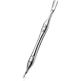 FERYES Cuticle Pusher with Fork, 2-in-1 Cuticle Trimmer Nail Care Tool, Stainless Steel Cuticle Remover Tool for Manicures and Pedicures - Silver
