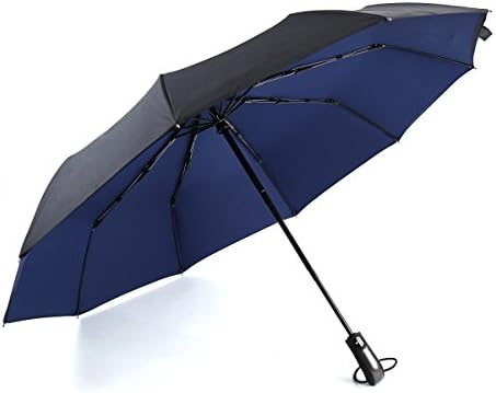 Double Layer Compact Umbrella,Uopasd Windproof Travel Umbrella with 10 Ribs Auto Open Close(Blue/Black)