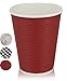 Golden Spoon Quality Disposable Hot Coffee Insulated Cups 50 Pack – Stylish Contemporary Ripple Design - Perfect For Coffee Shops And Bars (12 oz, Red Design)