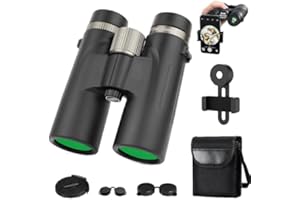 12x42 Adults High Magnification HD Binoculars, Waterproof & Portable, Great for Birdwatching, Traveling, Stargazing, Hunting,