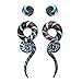 BodyJ4You Glass Spiral Tapers Kit with Plugs 4 Pieces Striped Aqua Maroon Glass Plugs 4G-14mm