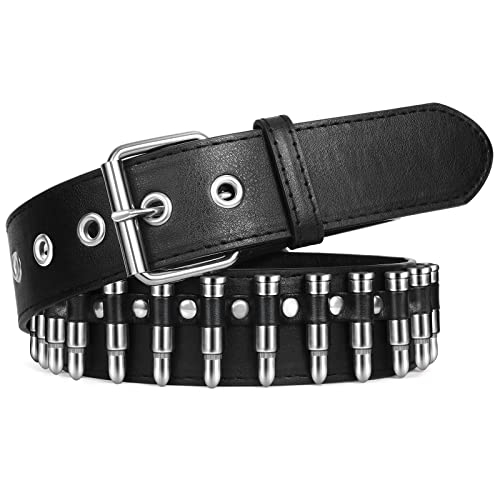 Black Studded Belt,Y2K Silver Metal Grommet Belt for Men  display picture 3