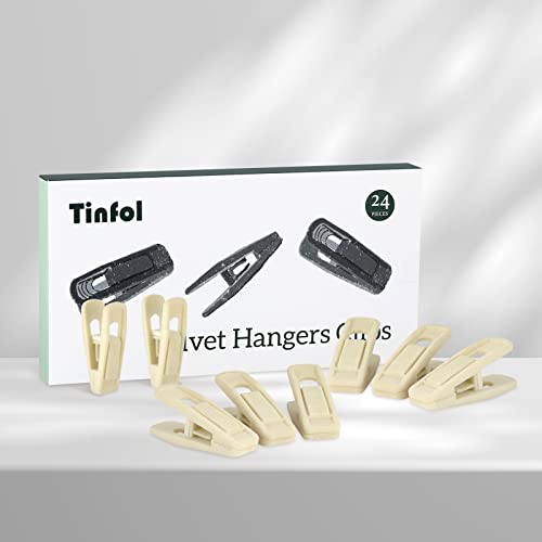 Tinfol Velvet Hangers Clips, 24 Pack Beige Pants Velvet Clips, Clothes