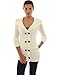 PattyBoutik Women's Hoodie Double Breasted Knit Sweater Coat (Off-White M)