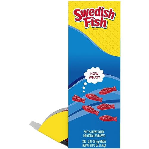 SWEDISH FISH INDIVIDUALLY WRAPPED SOFT & CHEWY CANDY, BULK CANDY, 240 COUNT BOX