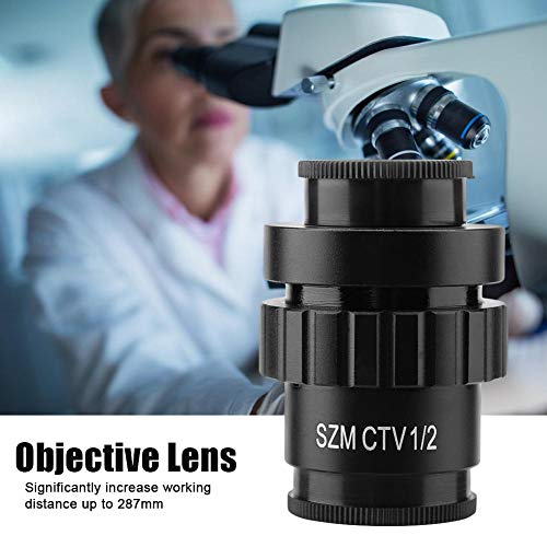 Jadpes Stereo Microscope Objective Lens, 0.5X C-Mount Objective Lens 1/2 CTV Adapter for SZM Video Digital Camera Trinocular Stereo MICR