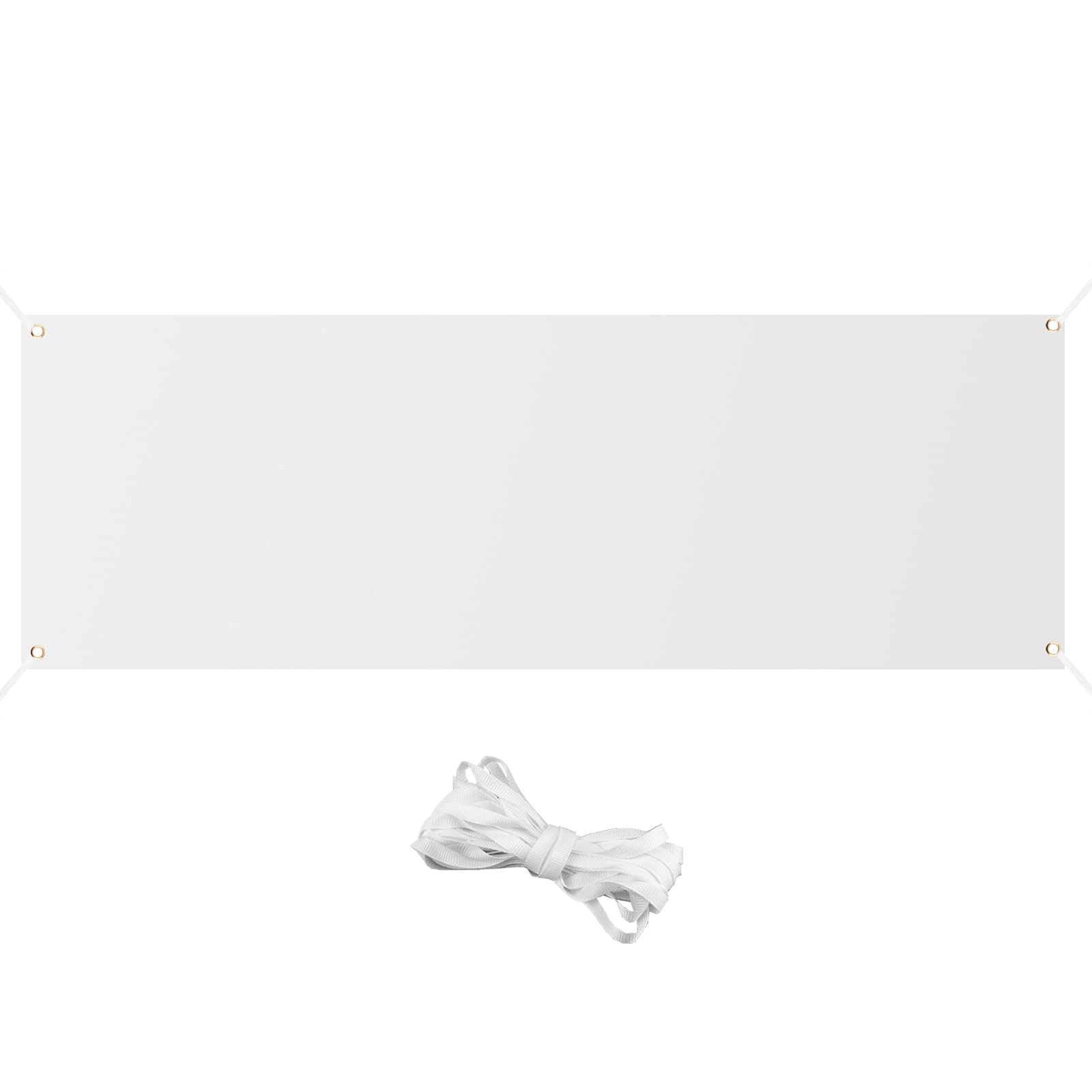 LUTER 2 x 6 ft Blank Paint Banner Plain White Polyester Banner with 6m Hanging Rope for Display Office Activities DIY