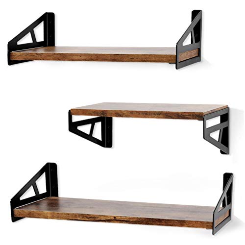 QEEIG Floating Shelves Bedroom Rustic Wall Mounted Shelf Bathroom Shelfs Kitchen Living Room Farmhouse Bookshelf Set of 3