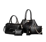 JollyChic Women's Solid Color 5Pcs Handbag Shoulder Bag Wallet Purse Set