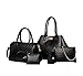 JOLLYCHIC Women's PU Leather Top Handle Bag Shoulder Bag Wallet Purse 5 Pcs Set Black