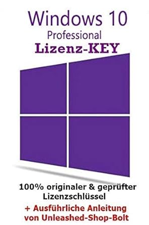 Unleashed-Shop-Bolt® Microsoft Windows 10 Pro Professional Product Key - E-Mail Versand - 32 Bit / 64 Bit - Vollversion - Liz