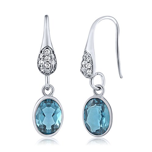 3.00 ct oval london blue topaz 925 sterling silver dang…