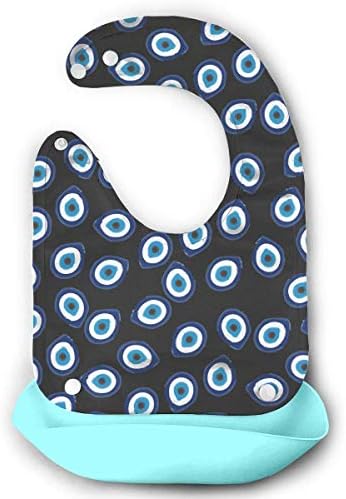 Evil Eye Teardrops Waterproof Baby Feeding Bibs Silicone Bibs Toddlers with Pocket