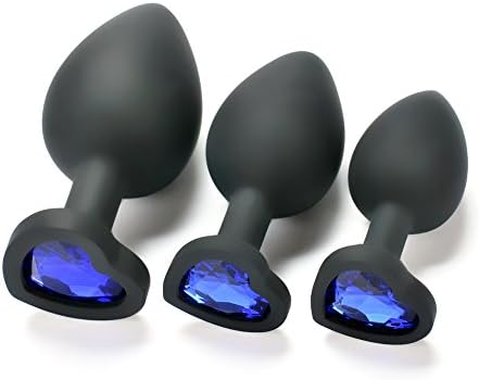 JYUHI 3Pcs/Size Anàl' Trainer Kit 3 Butt Pl'ugs - Beginner Starter Set - 100% Medical Grade Silicone(Black-Blue)