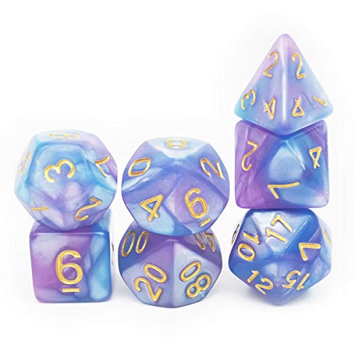 PJOY DND Dice Set Polyhedral D&D Dragon Dice for Dungeons and Dragons Pathfinder Shadowrun Role Playing Games (Baby Blue Purple) - Thumbnail 7