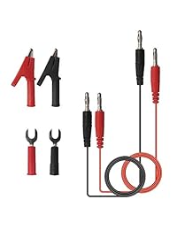 Amadget   Kit de pruebas de plátano a plátano de 0.157 in, pinzas de cocodrilo a enchufe tipo U de 0.236 in, fuente de alimentación regulada para multímetros, pruebas eléctricas (6 en 1)
