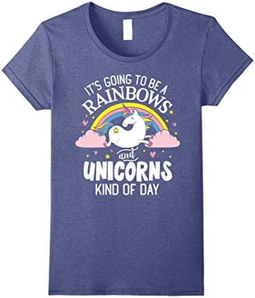 Womens Unicorn T-Shirt - It's Going to be a Rainbows and Unicorns K XL Heather Blue