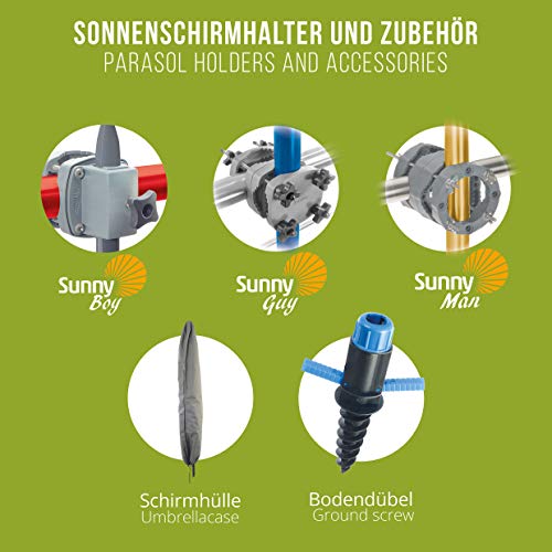 4smile 3-IN-1-SET Sonnenschirm Strand + Bodenhülse - UV50+ Strandschirm mit Erdspieß zum Eindrehen - Optimaler… – Bild 7