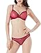 Ruzishun Women's Push up bra gauze transparent Underwear Set (Red, 34B)