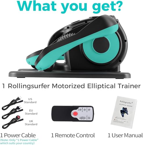 Rollingsurfer Under Desk Elliptical Machine, Electric Elliptical Trainer with LCD and Remote Control, Portable Seated Pedal Leg Exerciser for Seniors Adults