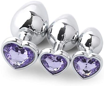 3 Pcs 3 Size Heart Shaped Base With Rose Jewelry Birth Stone Butt-Anal-Play Filrt Toys - Super Stimulation Temptation Anal Toys Trainer Kits Beginner Exercise Toy for Women Man