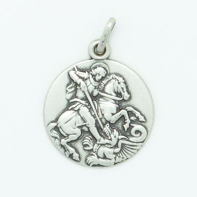Medal Sterling Silver Saint George 18 mm diameter. Saint George Sterling Silver St. George