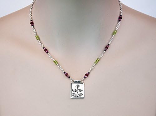 Silver Flower Necklace, Multi Gemstone Necklace, Fine Silver Necklace, Morganite Necklace, Garnet Necklace, Peridot Necklace, LLD Jewelry