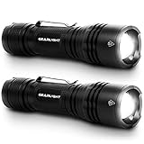 GearLight TAC LED Tactical Flashlight [2 PACK] - Single Mode, High Lumen, Zoomable, Water Resistant, Flash Light - Camping, Outdoor, Emergency, Everyday Flashlights with Clip