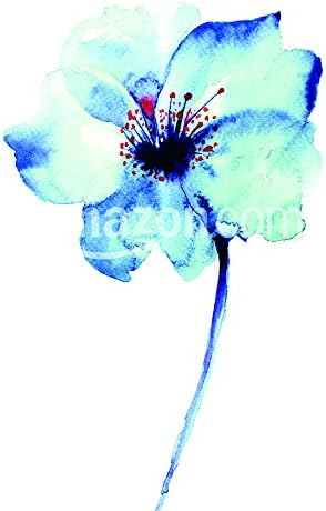 Decorative blue flower, watercolor illustration Poster Print, 11" x 17"