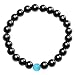Top Plaza Natural Magnetic Hematite Stone And One Blue Cat Eye Stone Stretch Unisex Semi-Precious Water Drop Stone Beaded Bracelet