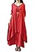 ANSELF WOMEN'S CASUAL,LOOSE DRESS BOHO, LONG SLEEVE WITH POCKETS, RED,LARGE