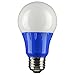 Sunlite 80145 A19 Colored Light Bulb 3 Watts (25w Equivalent), E26 Medium Base, Non-Dimmable, UL Listed, Party Decoration, Holiday Lighting, 1 Count, Blue