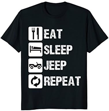 Mens Eat Sleep Jeep Repeat T Shirt 2XL Black