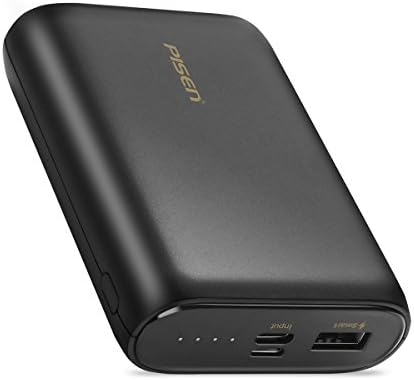 PISEN USB C Portable Charger 10050mAh, One of the Smallest and Lightest Power Bank with Type C &amp; Micro Dual Input，USB Battery Pack for iPhone, iPad, Samsung Galaxy and More (Black)