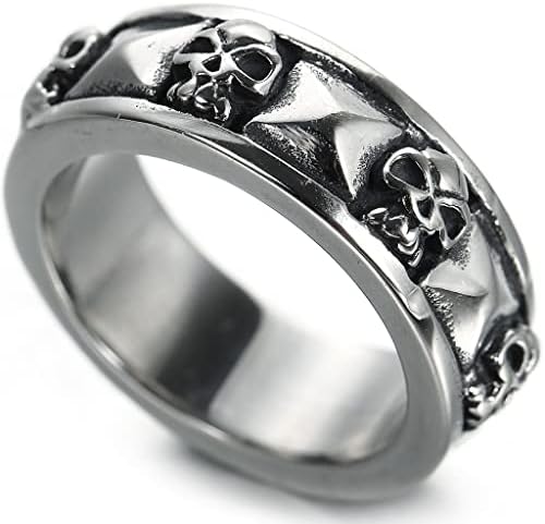 SAINTHERO Men's Vintage Stainless Steel Band Rings Gothic Devil