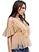 Simplee Women's Off Shoulder Sexy Ruffle Deep V Neck Blouse Shirt Lace Up Top (Nude 4-6)