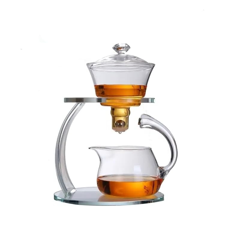 Condition photo showing New/Like New for fire kirin glass teapot set semi automatic drip rotating with infuser chinese heat-resistant lazy ku