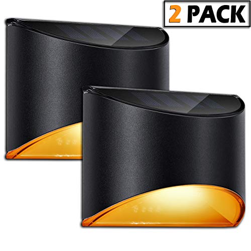 LeiDrail Solar Step Lights Outdoor Deck Fence Stair 1800K Warm Light Sun Powered LED Illuminated Landscape Lighting Waterproof for House Yard Garden Post Black - 2 Pack - Thumbnail 7