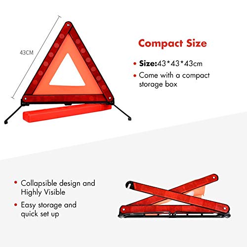 MYSIBKER Triangle Emergency Warning, Triangle Reflector Safety Triangle Car Emergency Roadside Kit 1 Pack