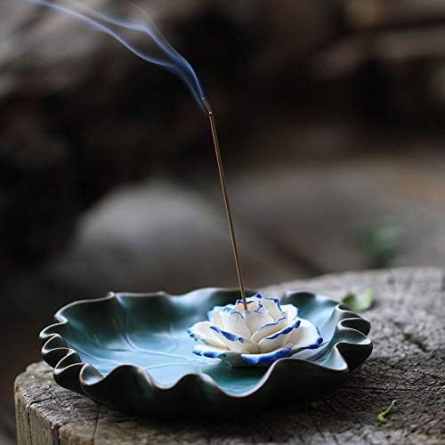 Pavo cristatus Incense Holder for Sticks Lotus Flower Ash Catcher 4.92 Inch