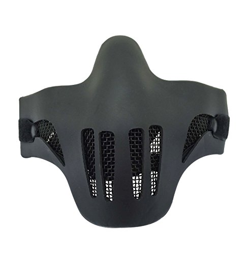 HTUK Airsoft Face Mask, Black, Metal Mesh, Pro, Adult, Unisex, One Size, Rigid Plastic/Metal Clips