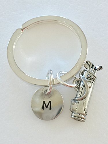 Golfer's Key Ring, Golf Bag Key Ring, Gift For Golfer, Golf Lover Gift, Men's Golf Gift, Personalized Golf Gift, Custom Initial, Father's Day.
