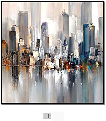 DEED Modern minimalist abstract city painting, triple living room sofa background wall decoration painting, dining room bedroom wall painting