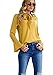 Ladies Bow Neck Bell Sleeve Solid Casual Loose Chiffon Blouses Top Yellow Medium