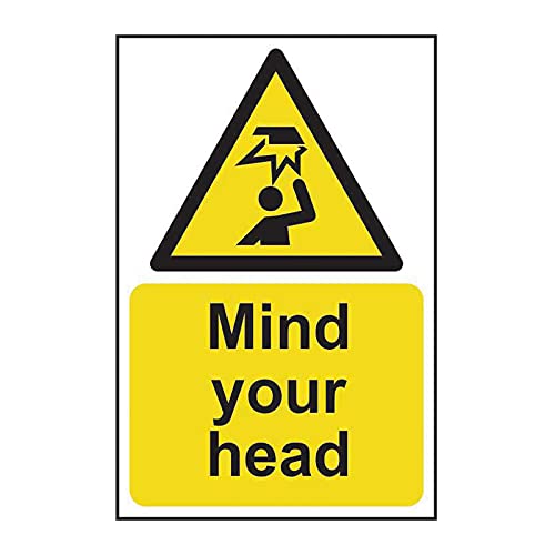 Spectrum Industrial 11096 Mind Your Head Safety Sign, Rigid 1mm PVC Board, 200mm x 300mm, Multi-Colour, 200 x 300 mm