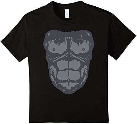 Kids Gorilla Chest T-Shirt - Halloween Costume Suit - Unisex 8 Black