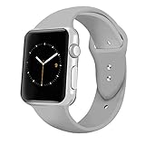 iGK Sport Band Compatible for Apple Watch 38mm, Soft Silicone Sport Strap Replacement Bands Compatible for iWatch Apple Watch Series 3, Series 2, Series 1 38mm Gray Small