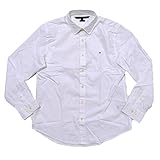 Tommy Hilfiger Mens Custom Fit Stretch Button Up Shirt (L, White)